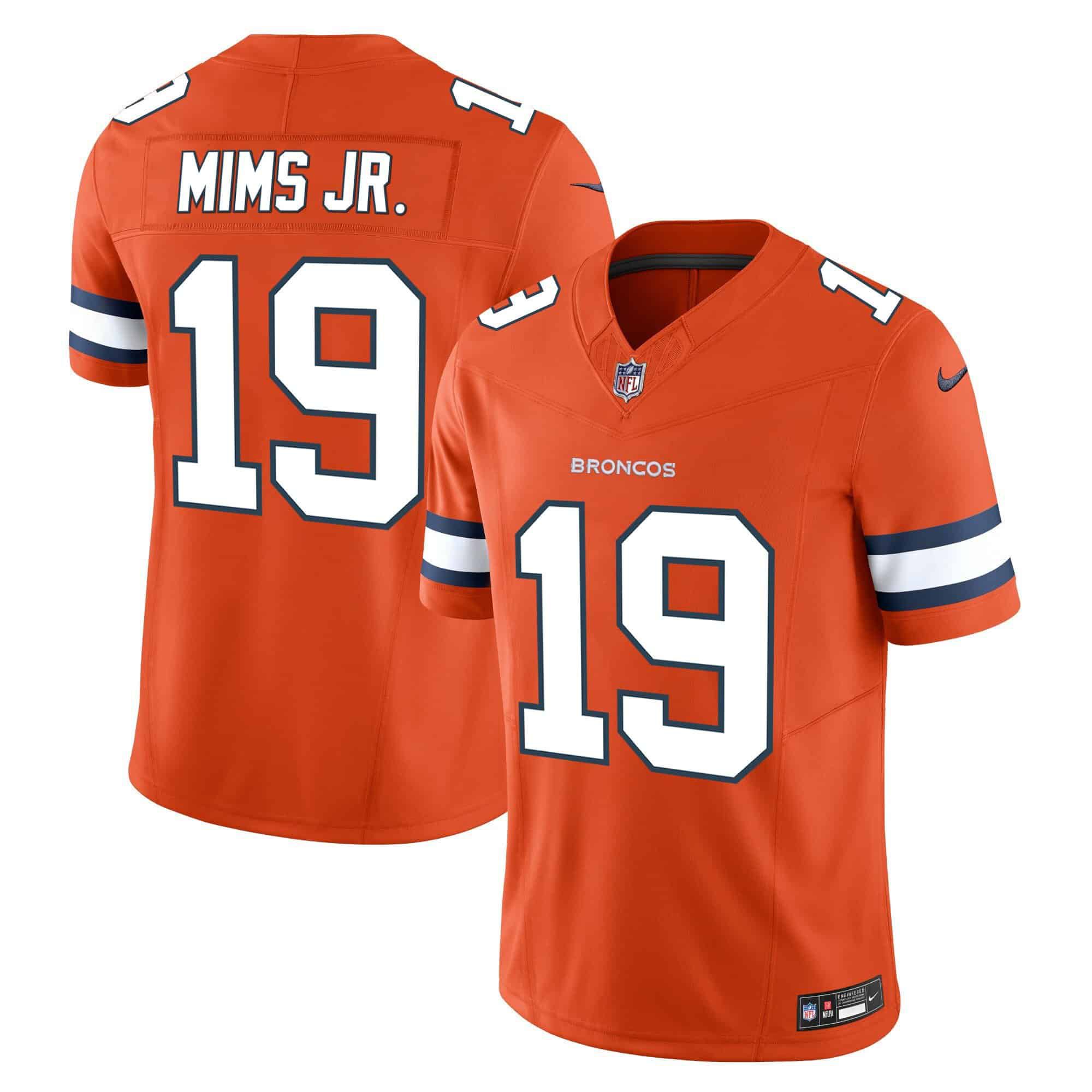 Men Denver Broncos #19 Mims jr Orange 2024 Nike Vapor Limited NFL Jersey style 2